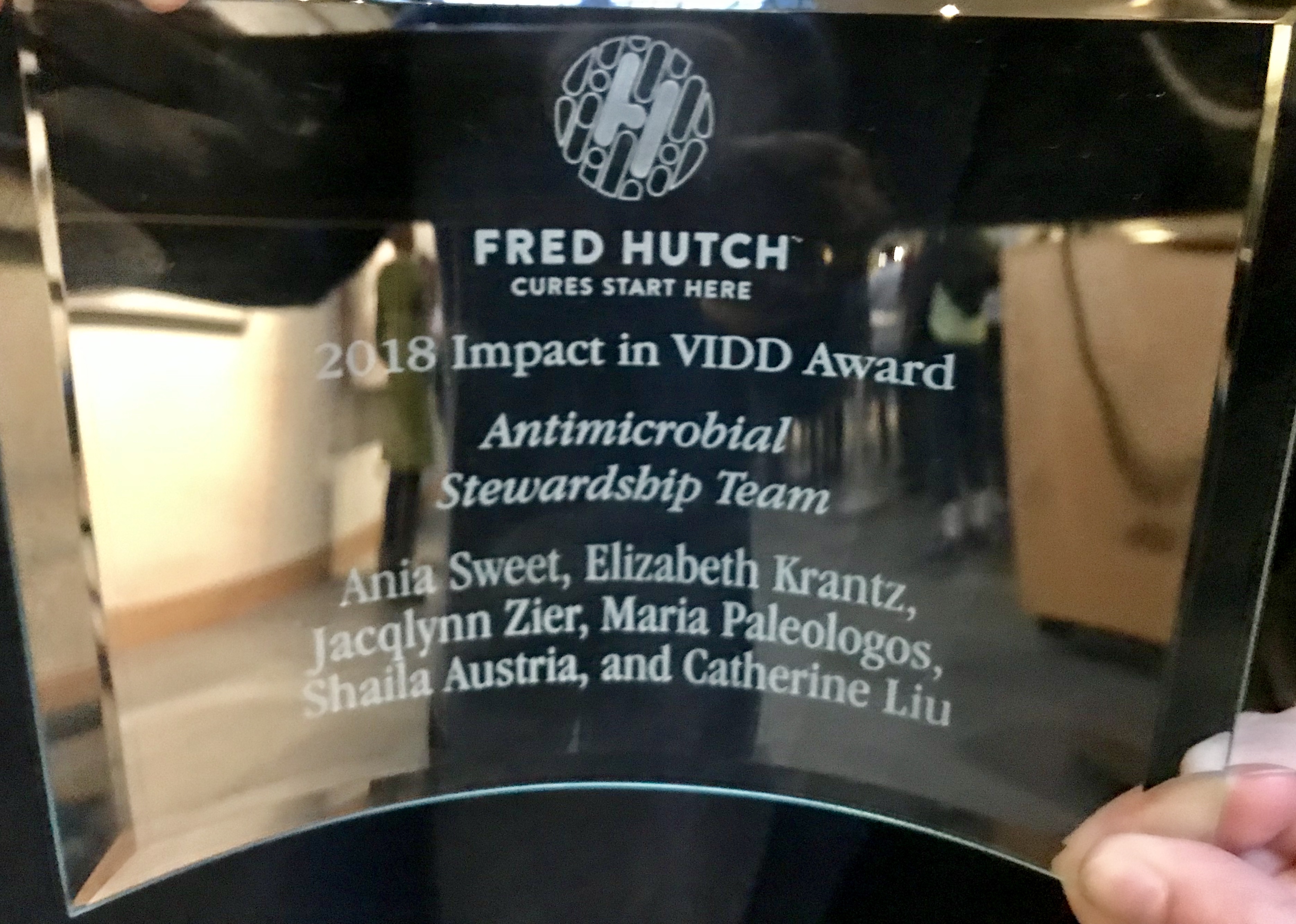 Congratulations to Dr. Liu and the entire Antimicrobial Stewardship team on winning the 2018 Impact in VIDD Award!