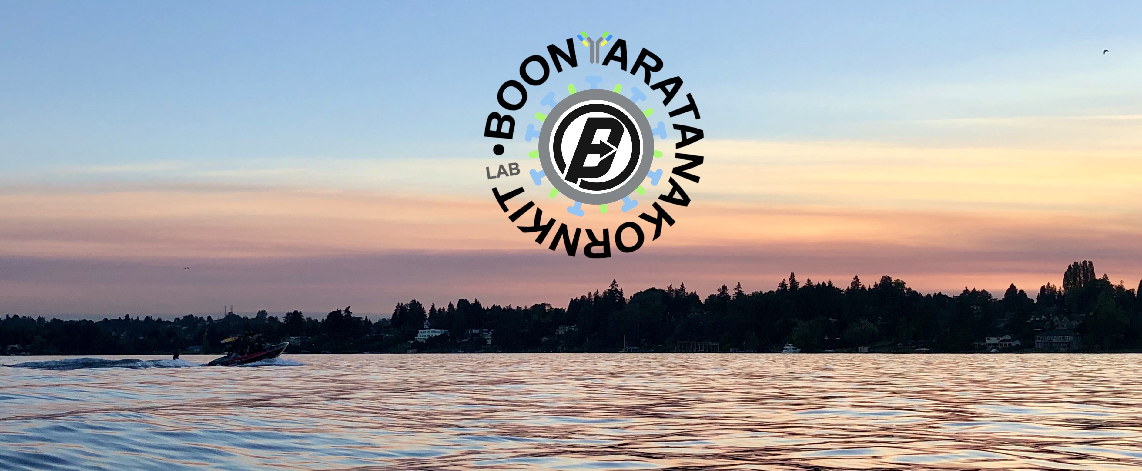 Boonyaratanakornkit Lab logo with lake in background