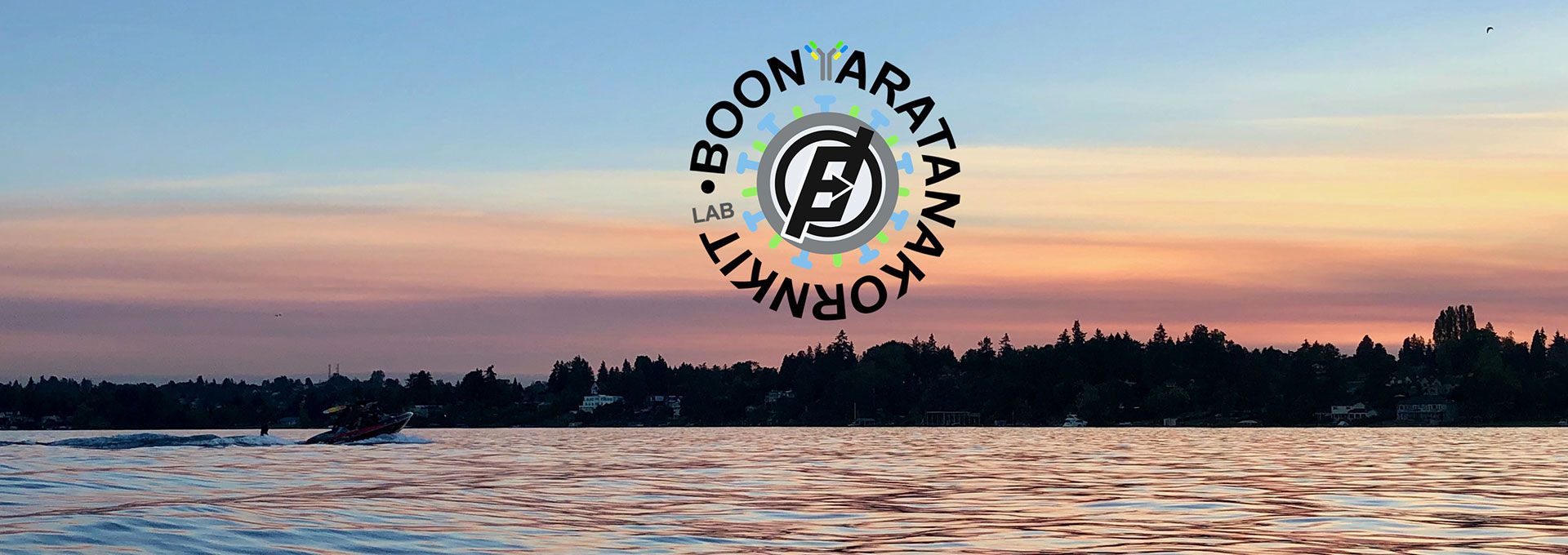 Boonyaratanakornkit Lab logo with lake in background