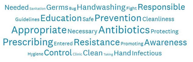 Word cloud of terms related to antibiotic awareness