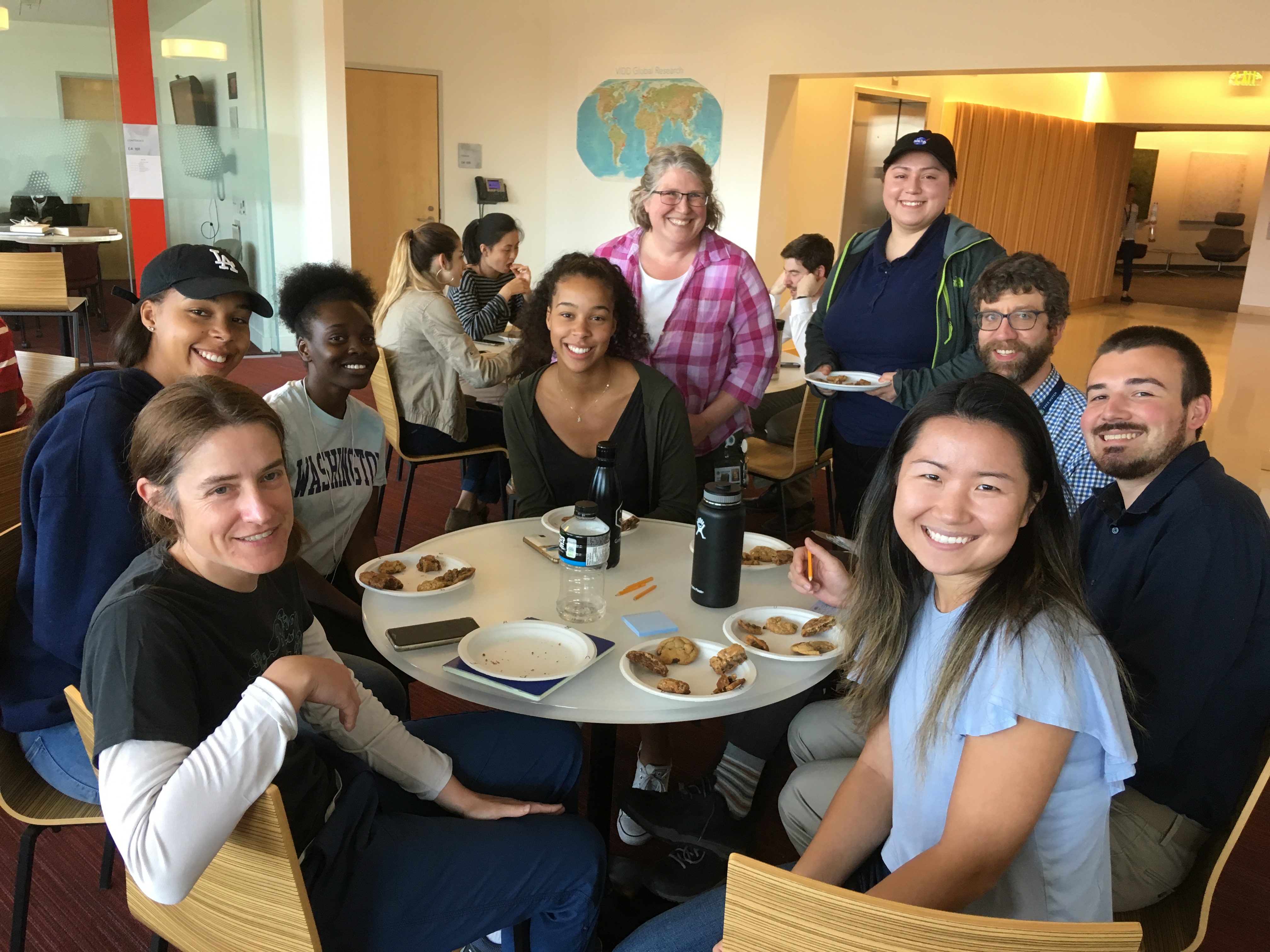 Boeckh group team members and Science Education teachers enjoy chocolate chip cookies together