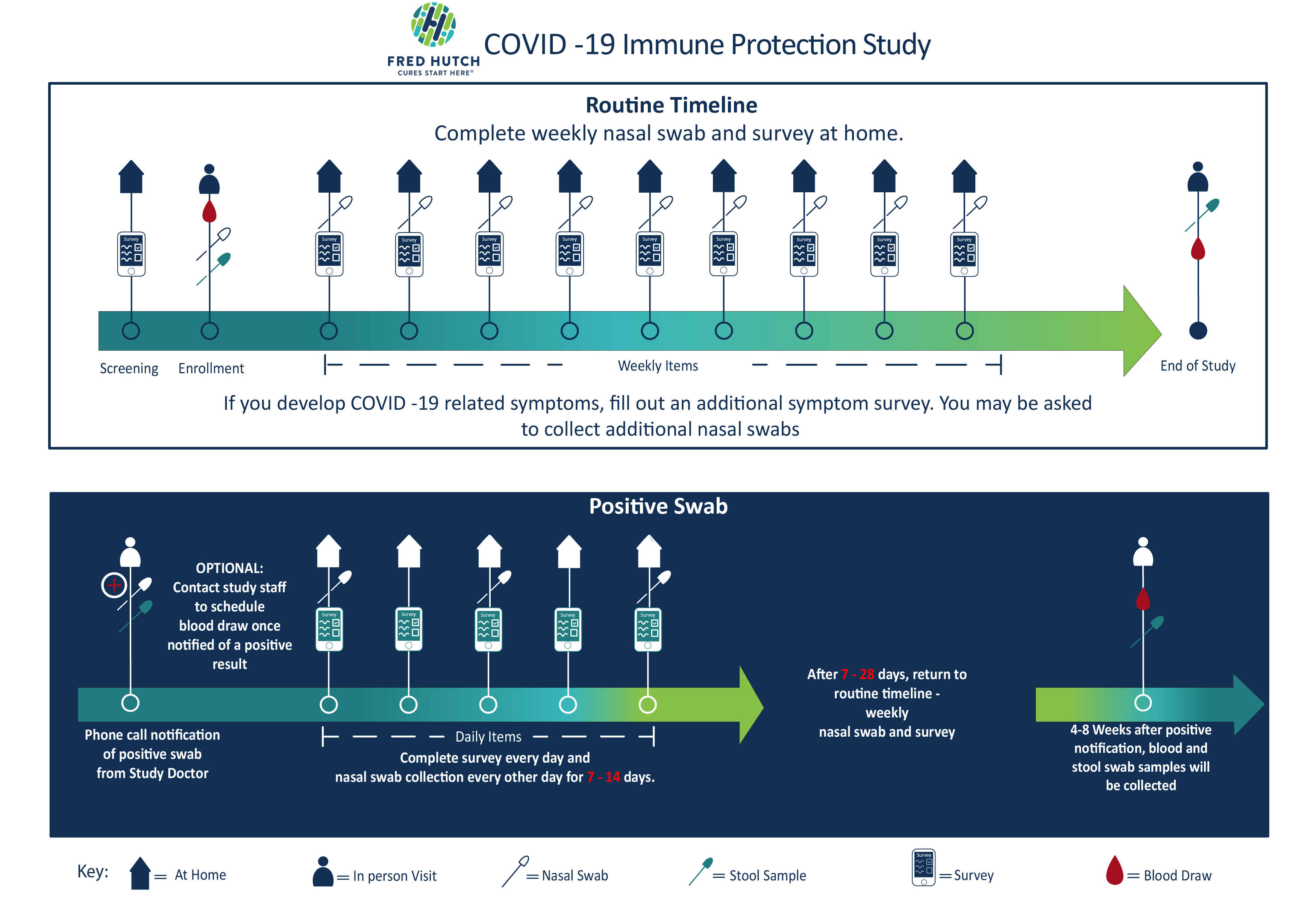 Timeline of nasal and blood samples for COVID-19 IPS study