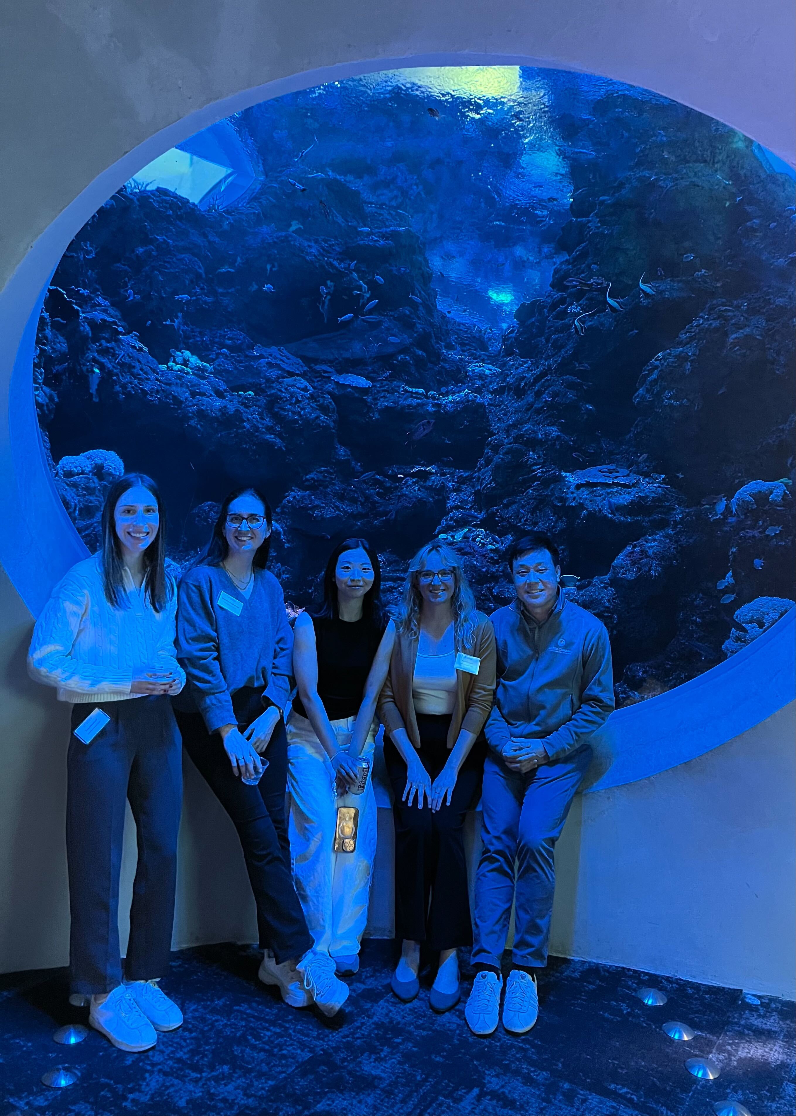 Sara, Catherine, Clarissa, Hannah and Jim at the Seattle Aquarium