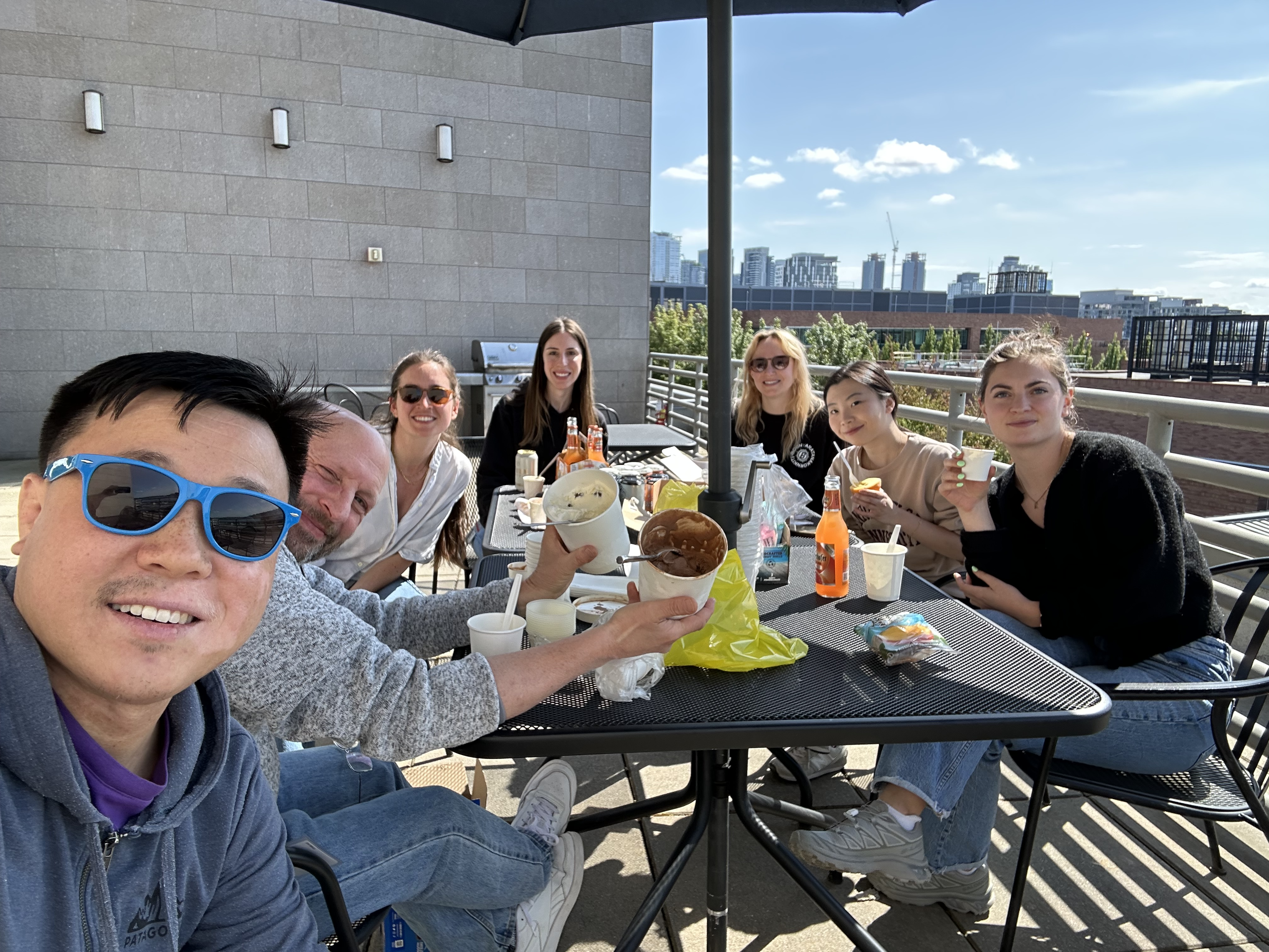 Eating ice cream on Patio for June birthdays