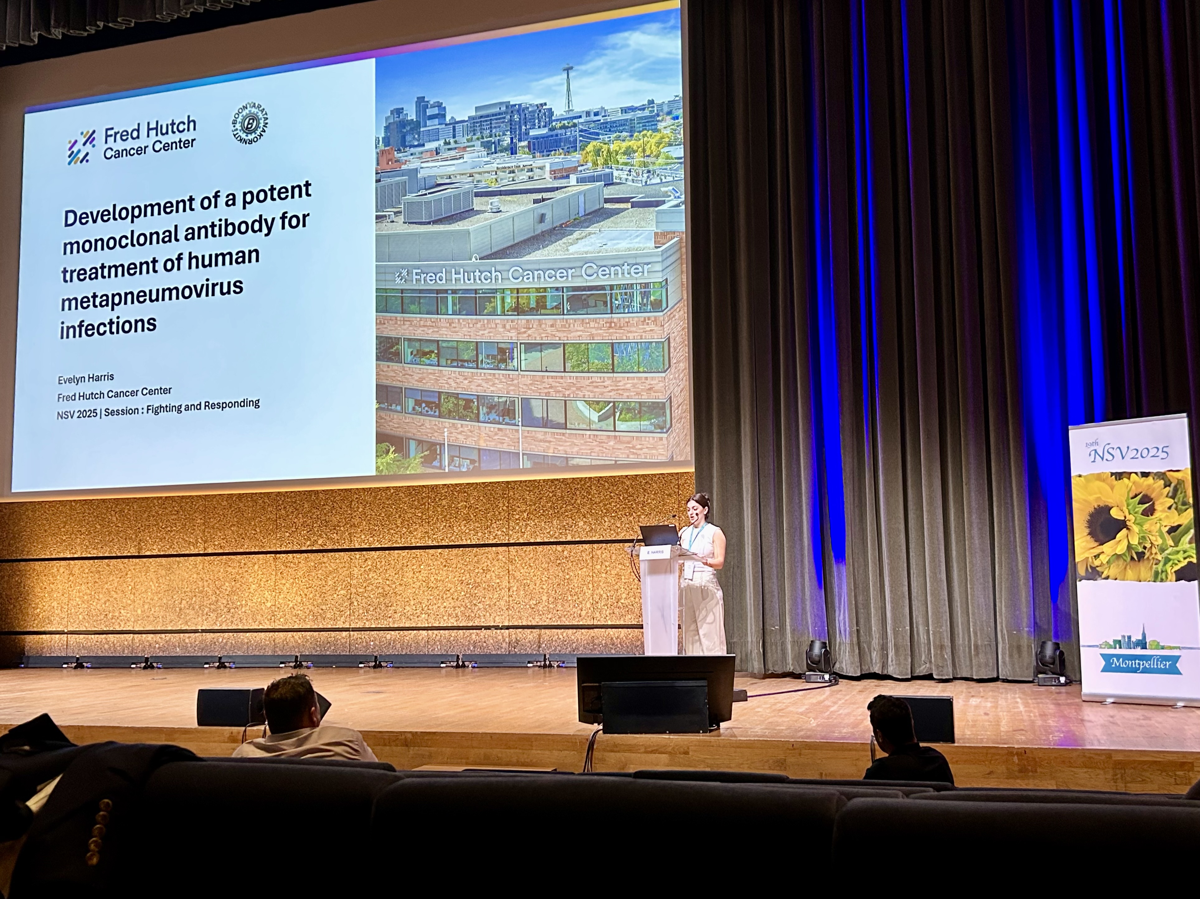 Evelyn Harris presenting at NSV 2025 in Montellier, France