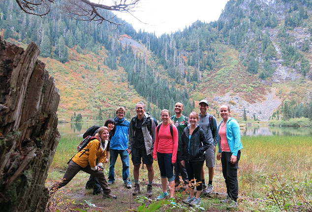 Lab group photo at Heather Lake