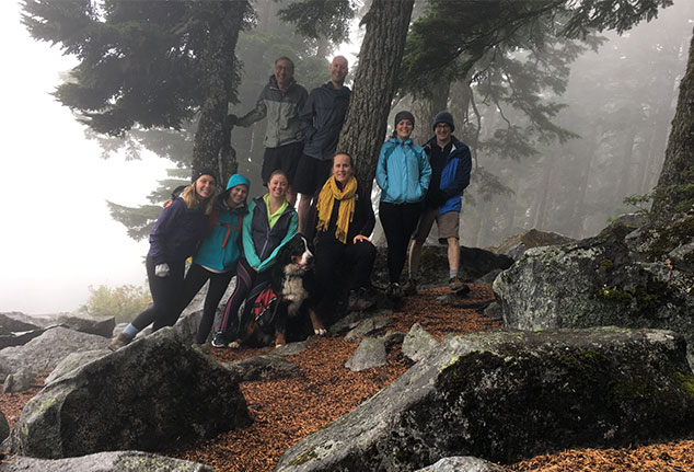 Lab group photo at Mason Lake