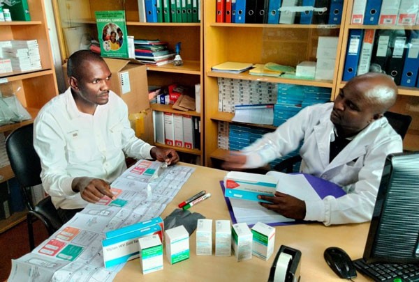 PHRD staff demonstrating the 6-months PrEP dispensing + HIVST delivery intervention