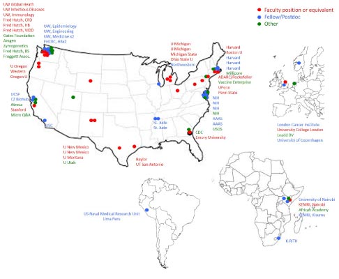 Map of past trainee locations