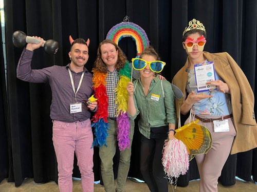 Group in colorful clothing