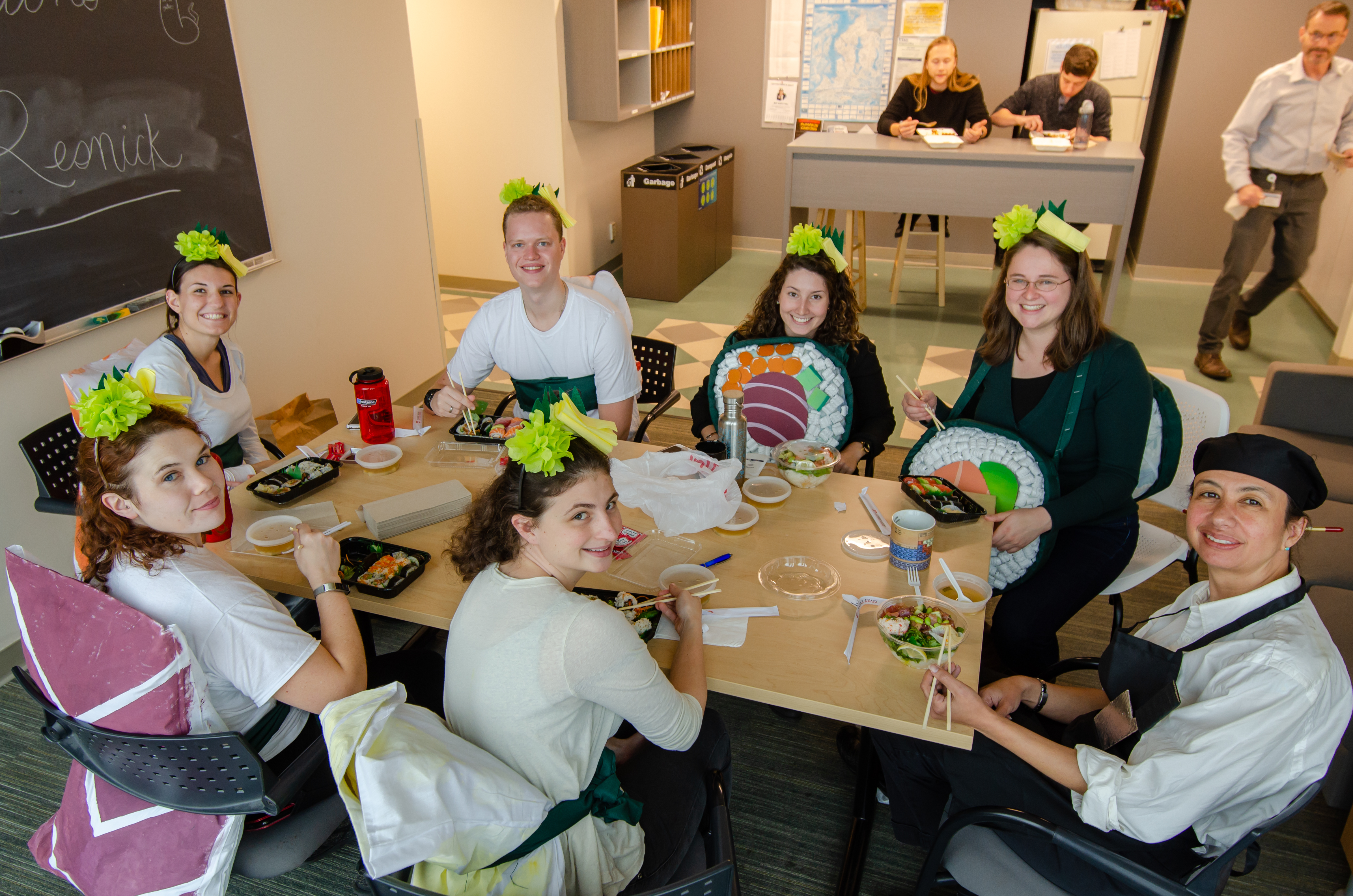 Group eating sushi