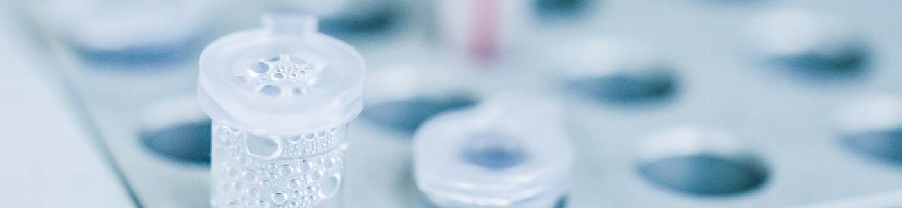 Closeup of vials in a research laboratory