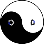 A yin-yang symbol with prolines on each side.