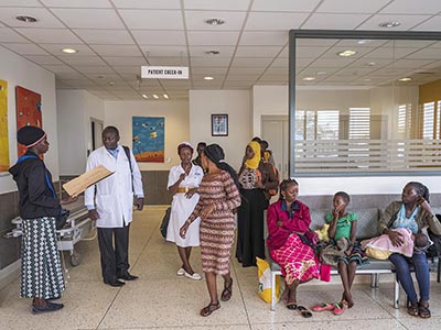 Pediatric outpatient department check-in at the UCI-Fred Hutch Cancer Centre.