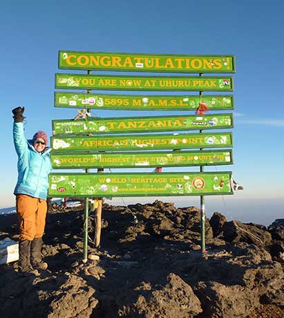 Andrea Towlerton at Uhuru Peak